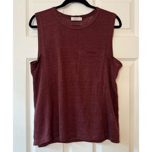 A.L.C. Burgundy Linen Tank Top Sleeveless Pocket‎ Casual XS